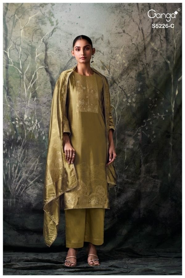 Ganga Fashion Sashka S5226 Viscose Woven Silk Suit S5226-C