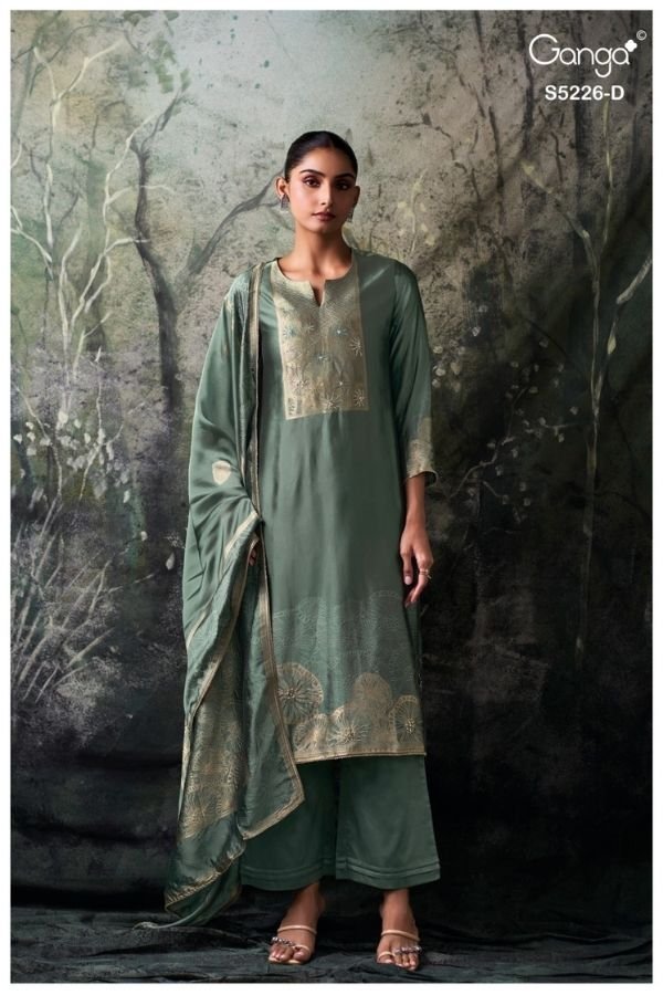 Ganga Fashion Sashka S5226 Viscose Woven Silk Suit S5226-D
