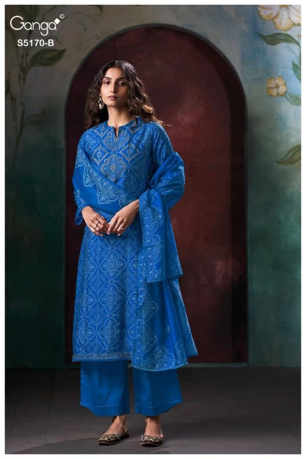 Ganga Fashion Tanishi S5172 Russian Silk Ladies Suit S5172-B