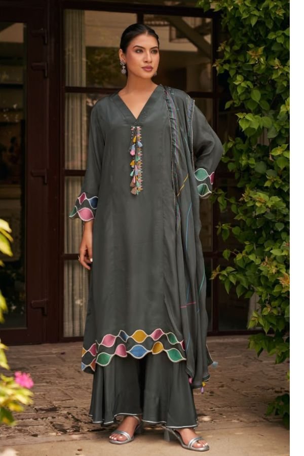 Jay Vijay Prints Mehnira Pure Crepe Ladies Suit 3333-A