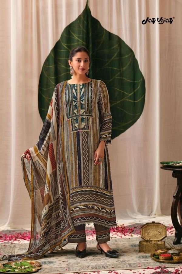 Jay Vijay Prints Mehroon Pure Kutch Satin Ladies Suit 11361