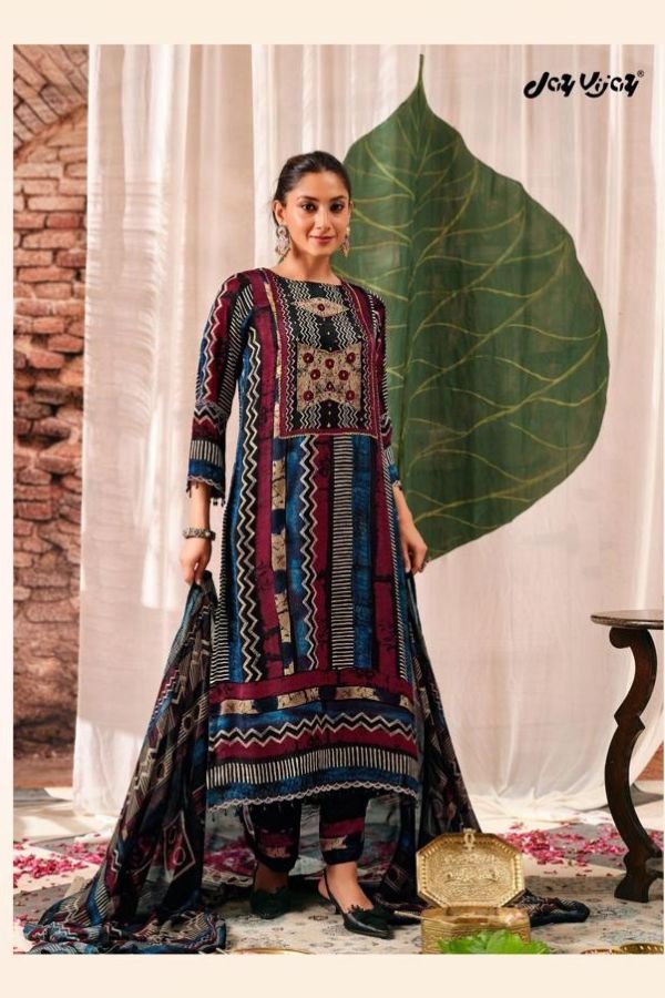 Jay Vijay Prints Mehroon Pure Kutch Satin Ladies Suit 11363