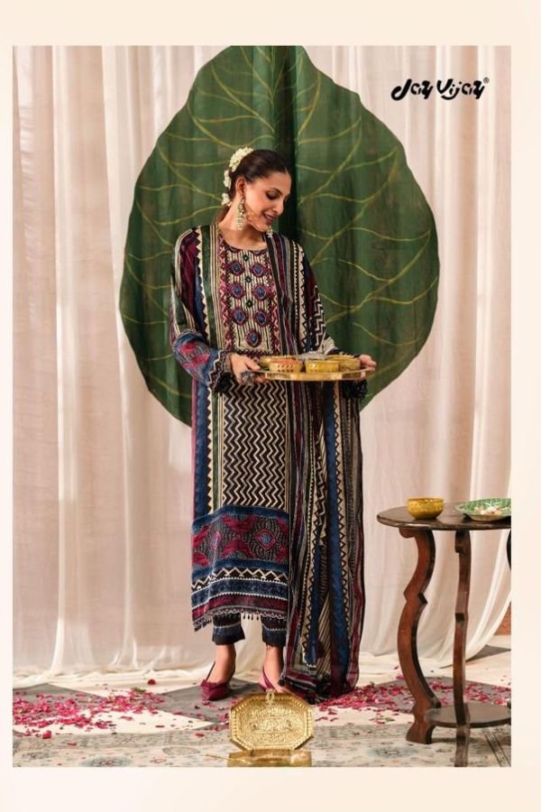 Jay Vijay Prints Mehroon Pure Kutch Satin Ladies Suit 11365