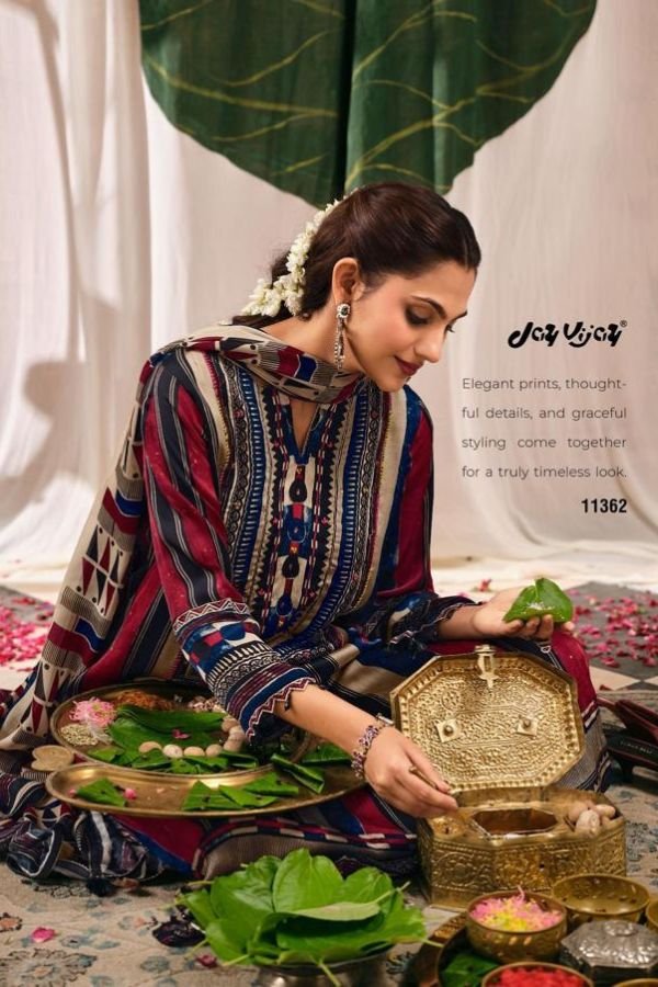 Jay Vijay Prints Mehroon Pure Kutch Satin Ladies Suit 11362