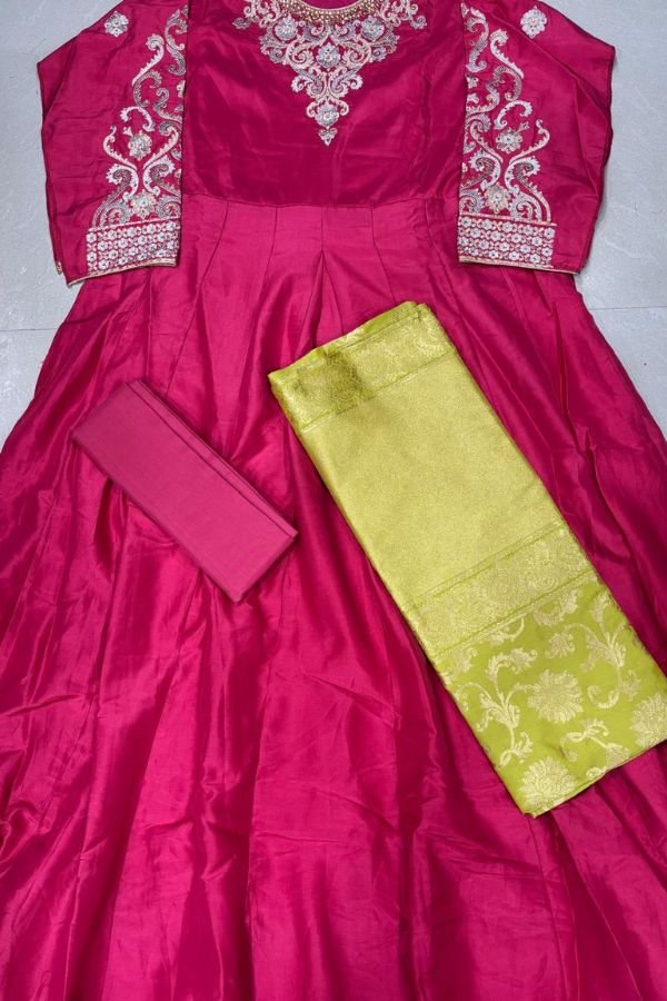 Jinaam Floral Sephora Dyed Polyester Upada Silk With Beautifully Finishing Fancy 7454