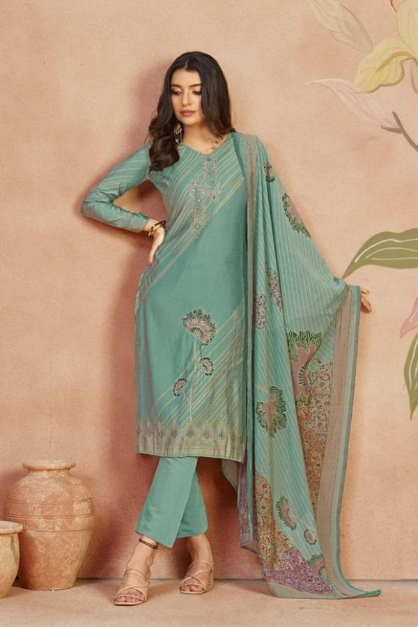 Kesar Karachi Palak Muslin Ladies Salwar Suit 1002