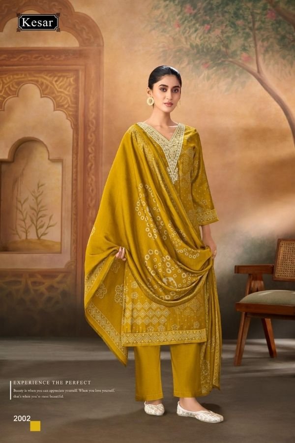 Kesar Karachi Palak Muslin Ladies Salwar Suit 2002