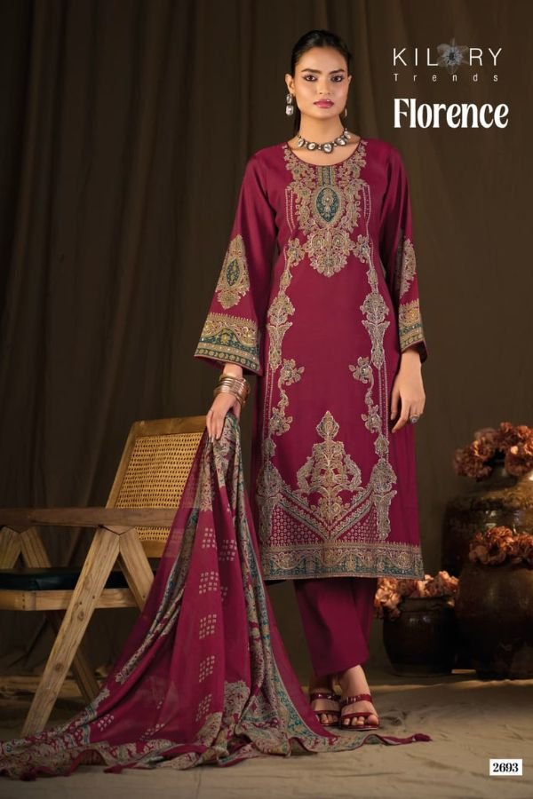 Kilory Trends Florence Pure Muslin Slub Ladies Suit 2693