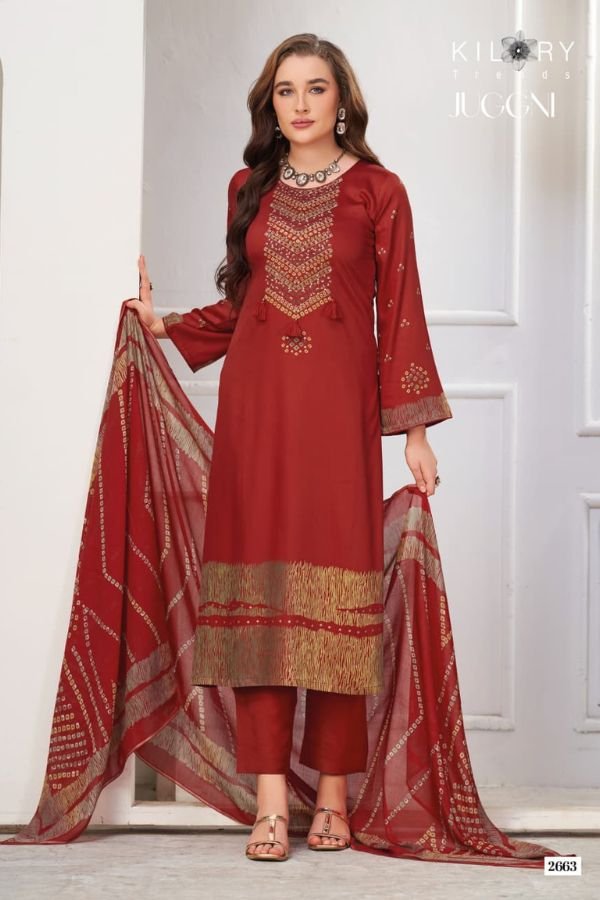 Kilory Trends Juggni Pure Gajji Silk Ladies Suit 2663