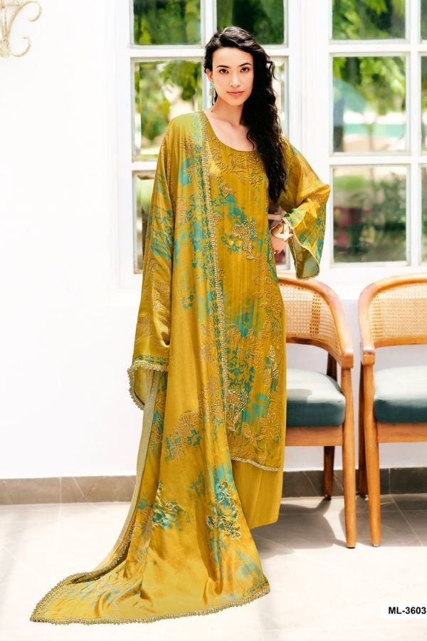 Sanaz Moonlit Viscose Katan Silk Ladies Suit ML-3603