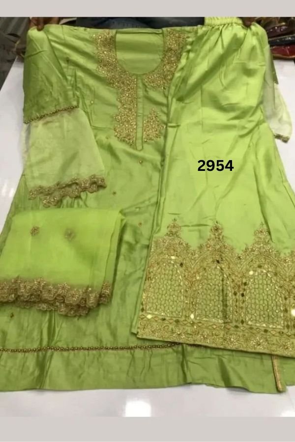 Your Choice Jam Silk Cotton Semi Stitched With Embroidery Work Plazo Suit 2954