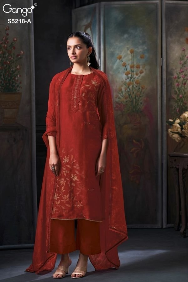 Ganga Fashion Invika S5218 Silk Satin Ladies Suit S5218-A