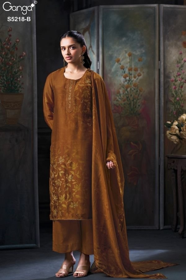 Ganga Fashion Invika S5218 Silk Satin Ladies Suit S5218-B