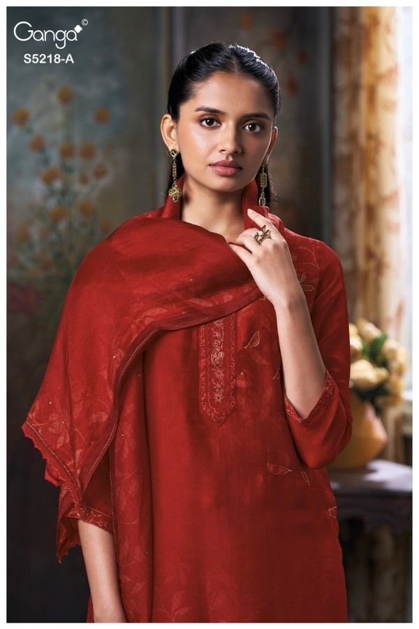 Ganga Fashion Invika S5218 Silk Satin Ladies Suit S5218-A