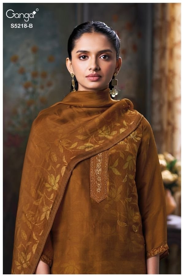 Ganga Fashion Invika S5218 Silk Satin Ladies Suit S5218-B