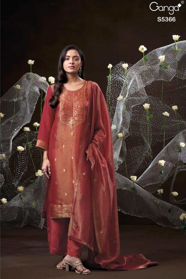 Ganga Fashion Lusana S5366 Premium Pure Silk Suit S5366