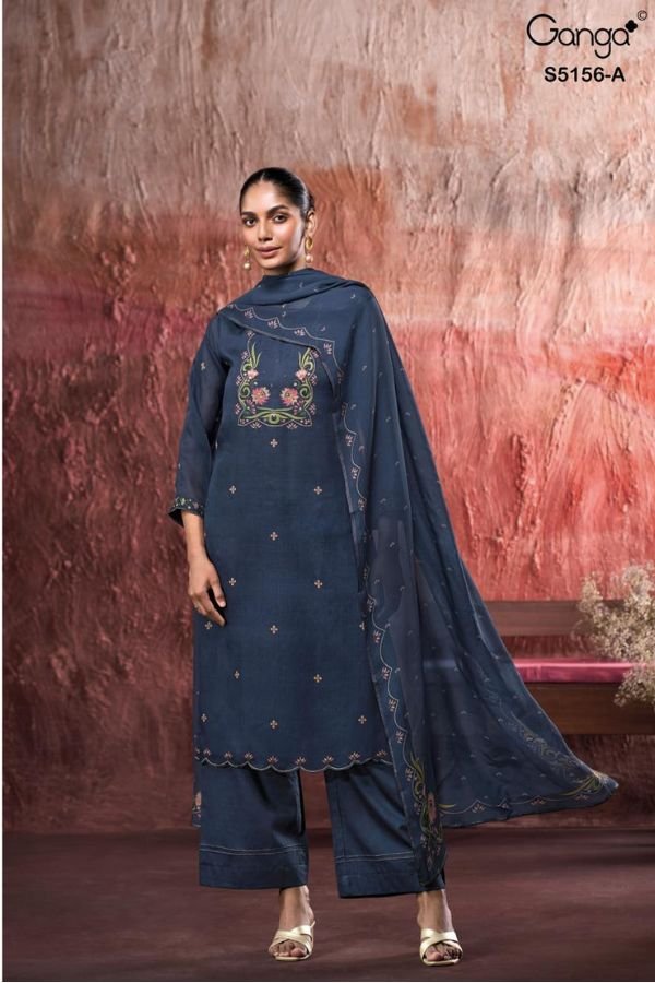 Ganga Fashion Pearle S5156 Silk Satin Ladies Suit S5156-A