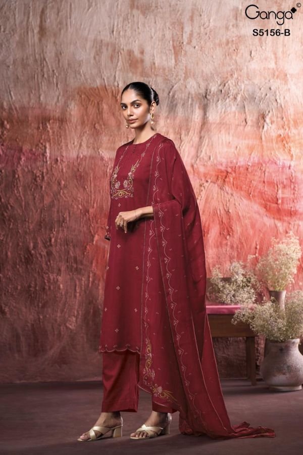 Ganga Fashion Pearle S5156 Silk Satin Ladies Suit S5156-B
