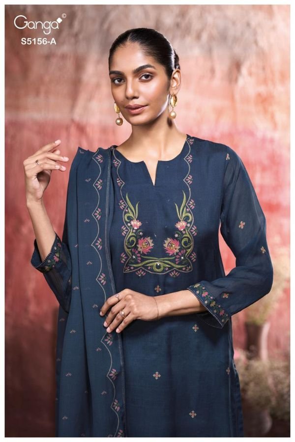 Ganga Fashion Pearle S5156 Silk Satin Ladies Suit S5156-A