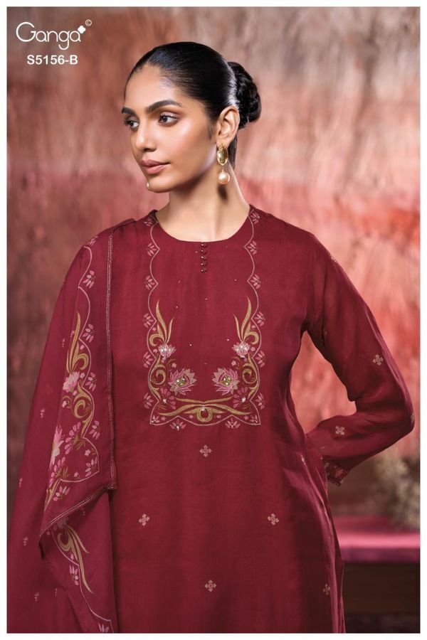 Ganga Fashion Pearle S5156 Silk Satin Ladies Suit S5156-B