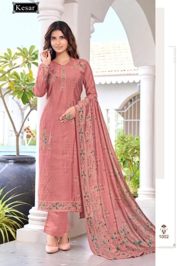 Kesar Karachi Palak Muslin Ladies Salwar Suit 1002