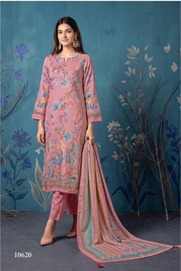 Reyna Fabrics Garden Mist Organza Silk Ladies Suit 10620