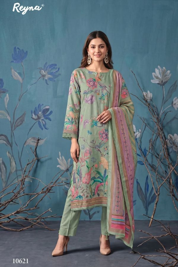 Reyna Fabrics Garden Mist Organza Silk Ladies Suit 10621