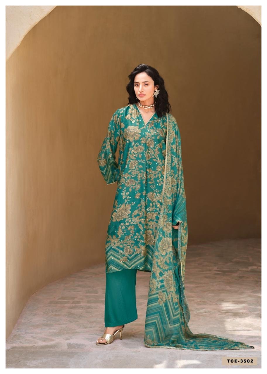 SANAZ The Celebration Edit Viscose Digital Print Kurta Set TCE-3502