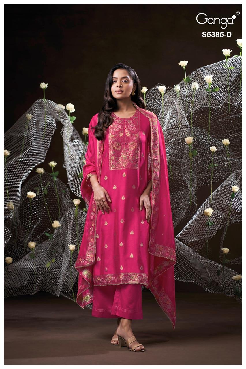Ganga Fashion Rishasa Premium Pure Viscose Silk Jacquard Kurta Set S5385-D