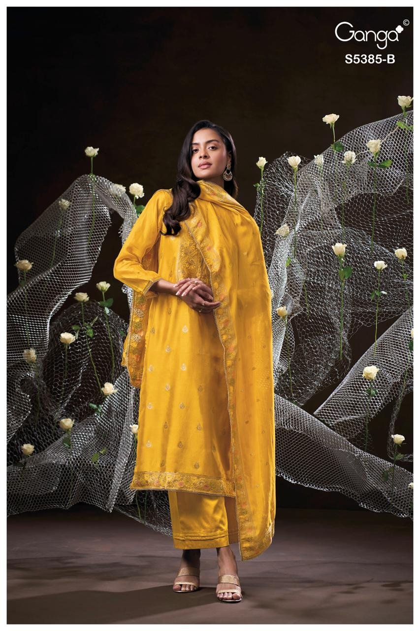 Ganga Fashion Rishasa Premium Pure Viscose Silk Jacquard Kurta Set S5385-B