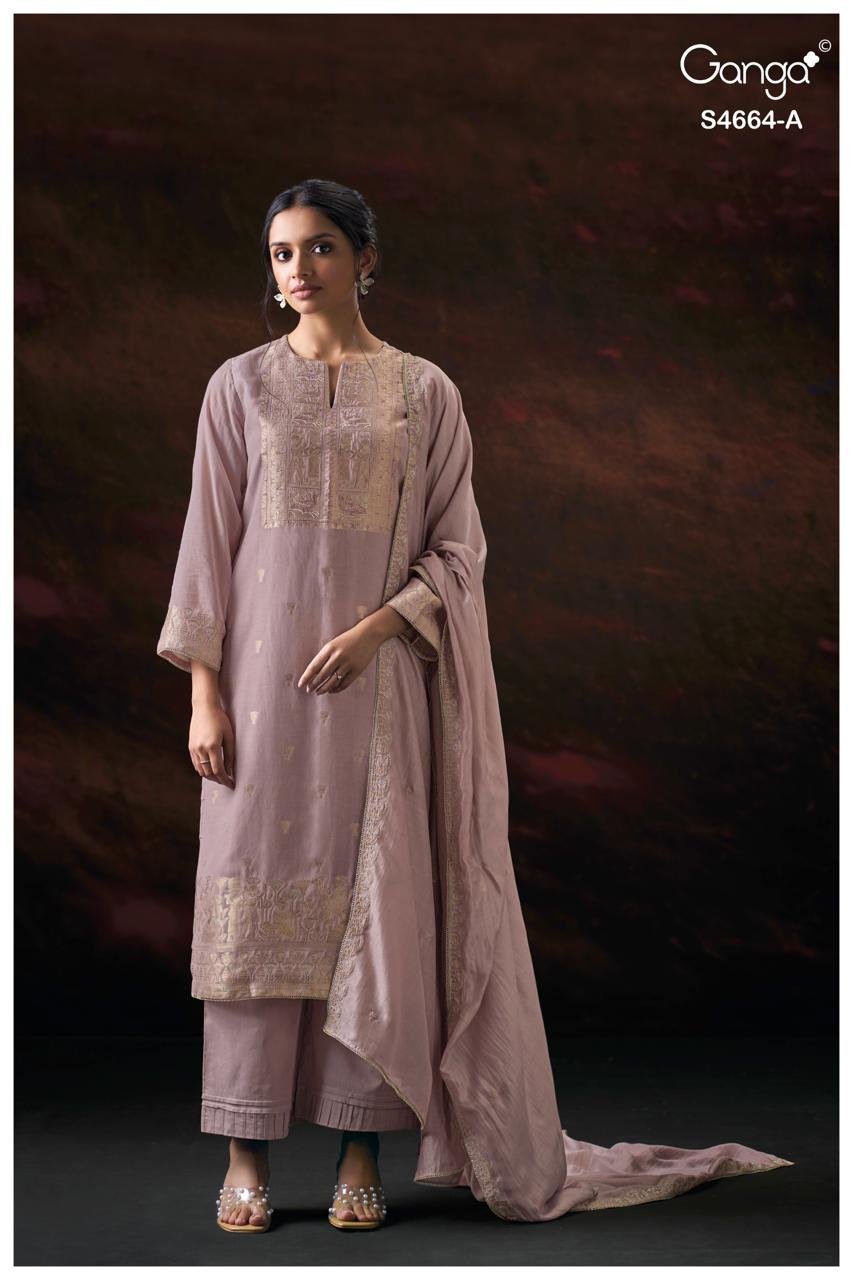 Ganga Fashion Miara Premium Pure Banarasi Mul Kurta Set S4664-A