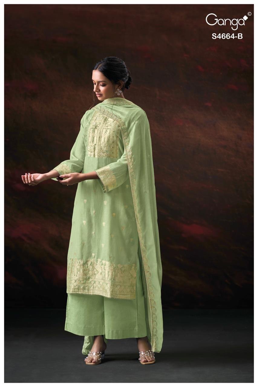 Ganga Fashion Miara Premium Pure Banarasi Mul Kurta Set S4664-B