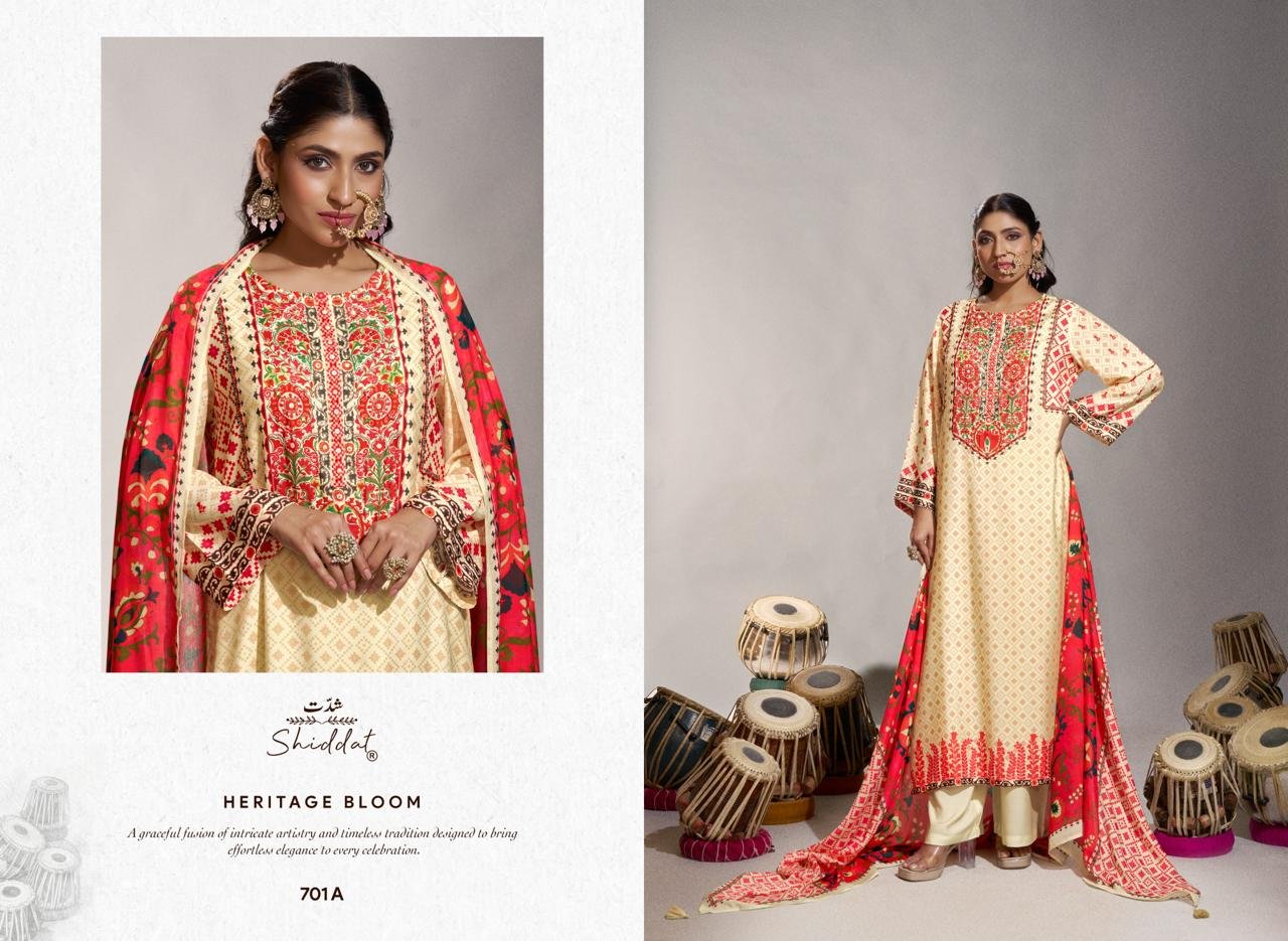 SHIDDAT ENZO 701 Digital Printed Viscose Muslin Suit 701A