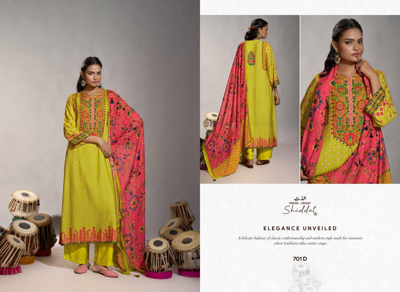 SHIDDAT ENZO 701 Digital Printed Viscose Muslin Suit 701D
