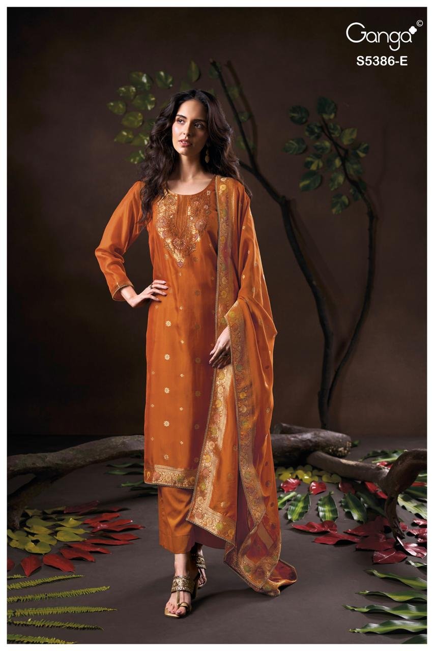 Ganga Fashion Krista S5386 Premium Pure Silk Suit S5386-E