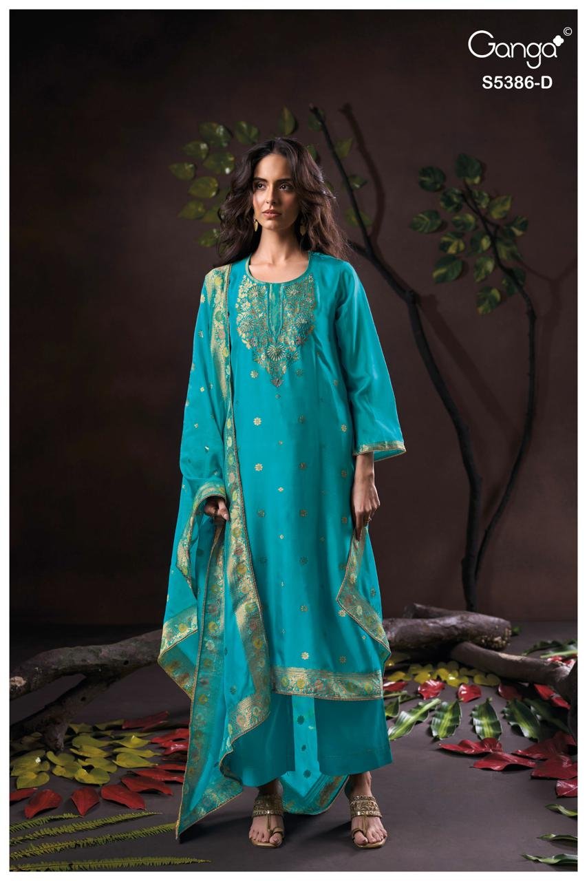 Ganga Fashion Krista S5386 Premium Pure Silk Suit S5386-D