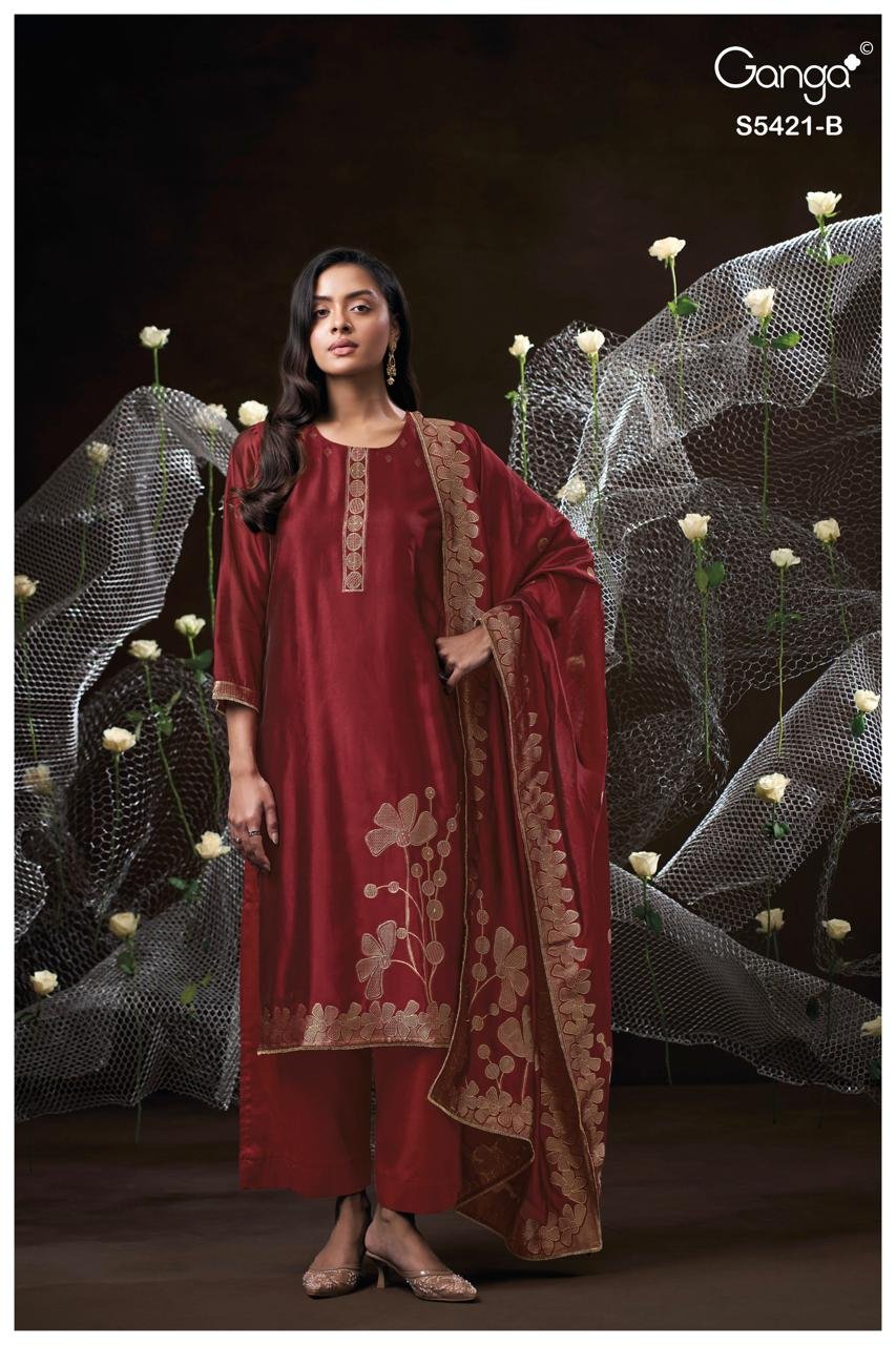 Ganga Fashion Laevia S5421 Premium Pure Viscose Silk Jacquard Kurta Set S5421-B