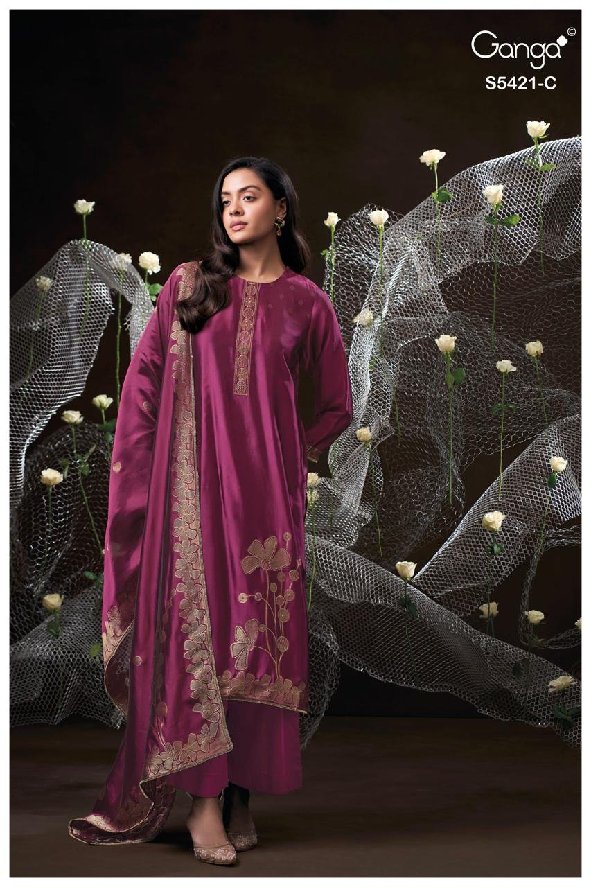 Ganga Fashion Laevia S5421 Premium Pure Viscose Silk Jacquard Kurta Set S5421-C