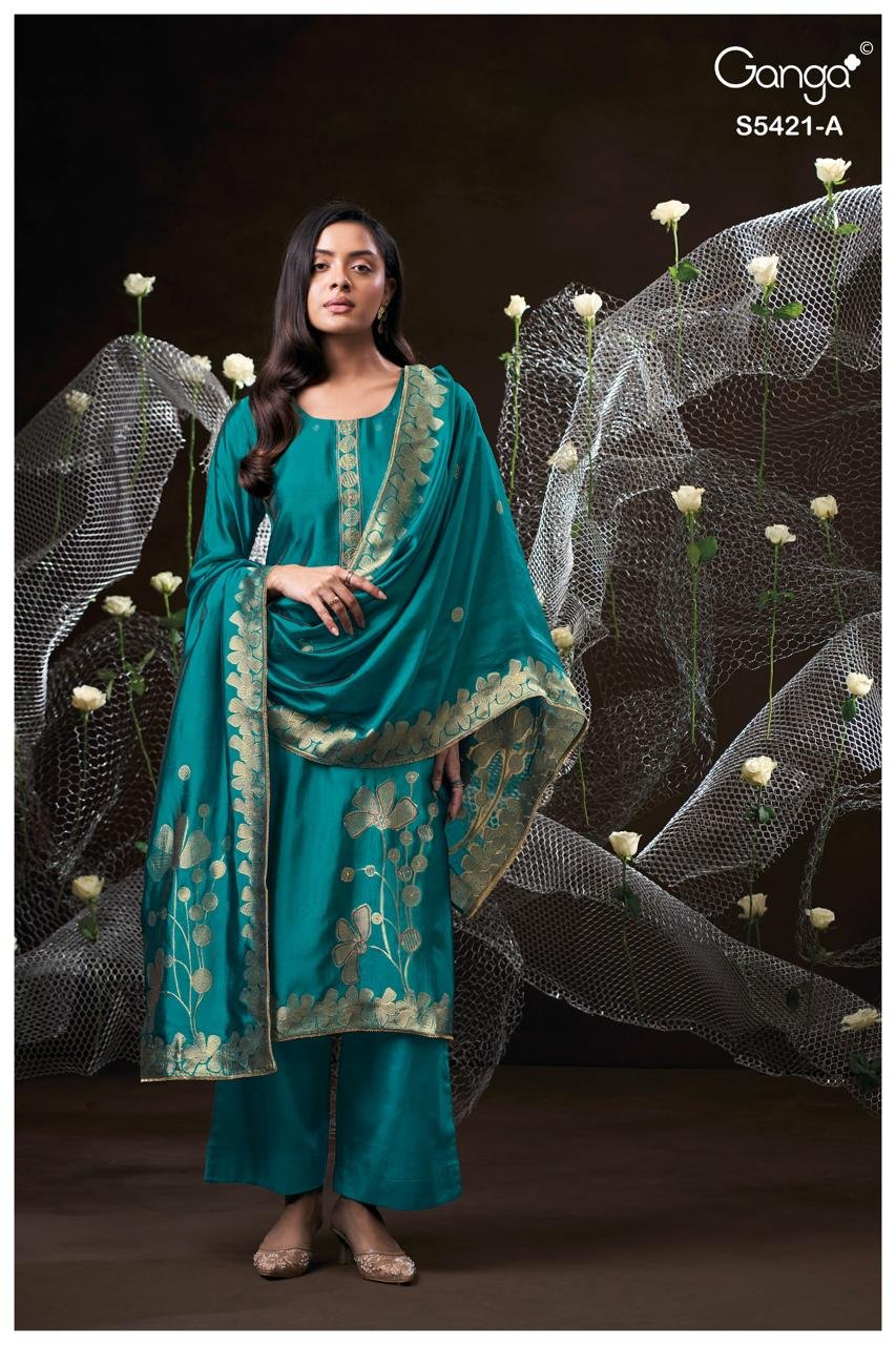 Ganga Fashion Laevia S5421 Premium Pure Viscose Silk Jacquard Kurta Set S5421-A