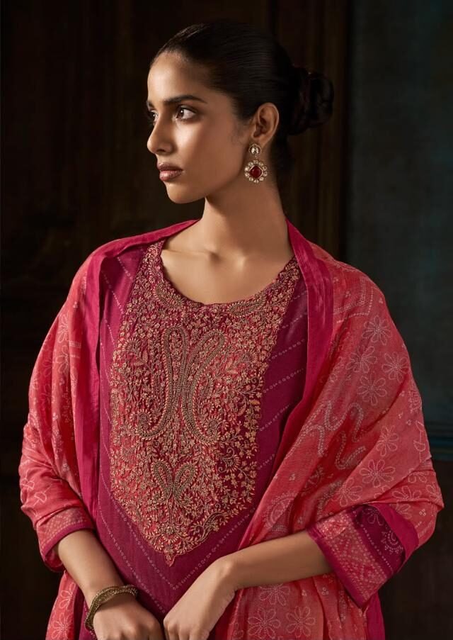 OMTEX SIVARA Musleen Silk Digital Print Kurta With Pants and Dupatta 16361-A