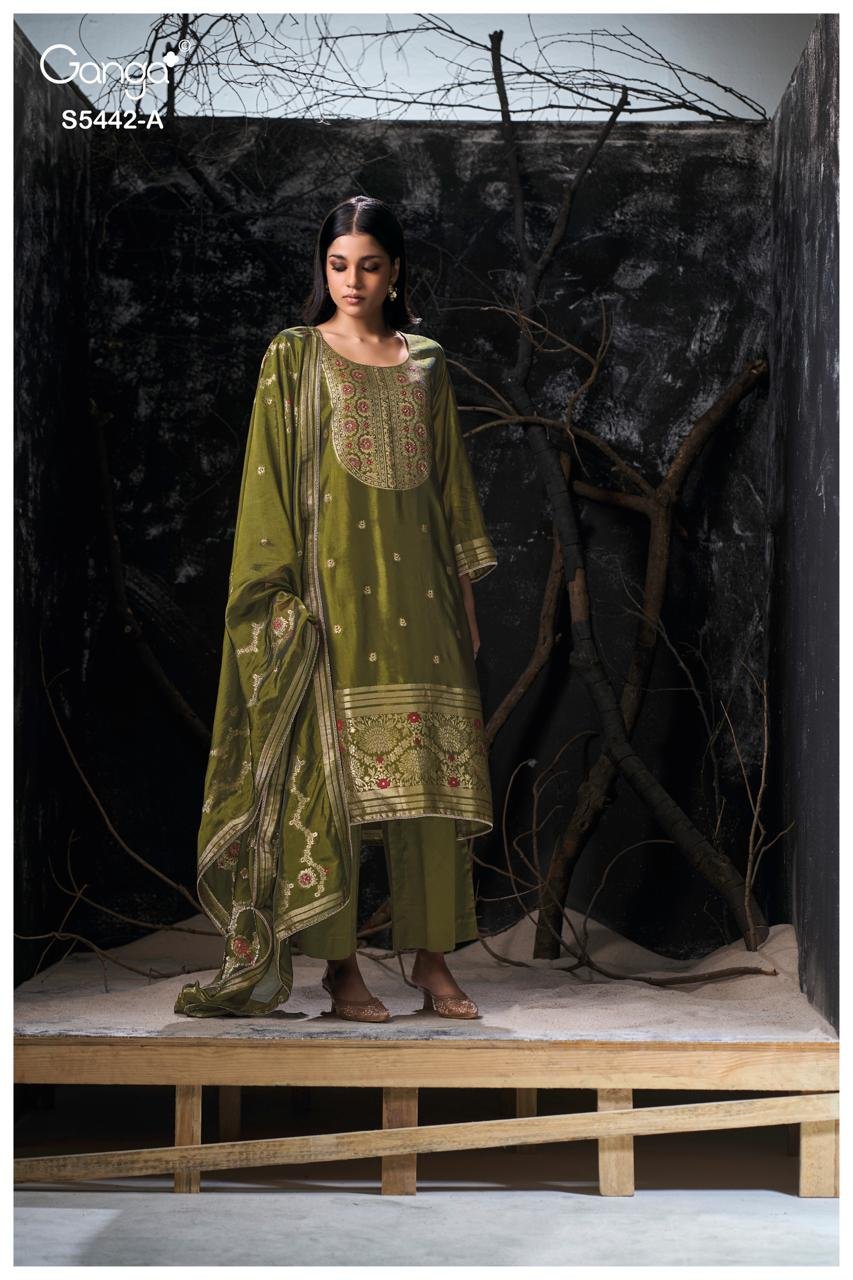 Ganga Fashion Eviara S5442 Premium Pure Viscose Silk Kurta Set S5442-A