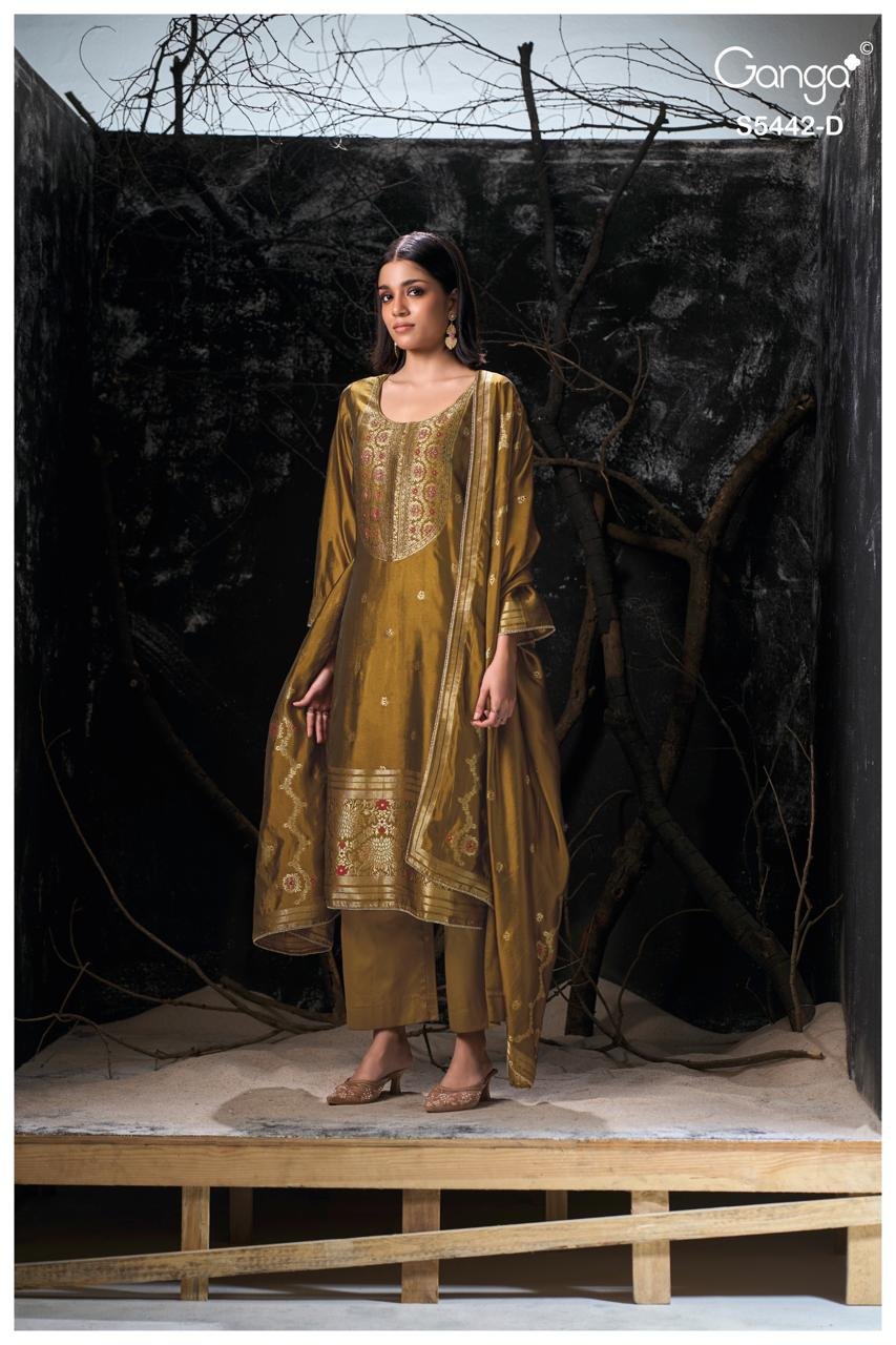 Ganga Fashion Eviara S5442 Premium Pure Viscose Silk Kurta Set S5442-D