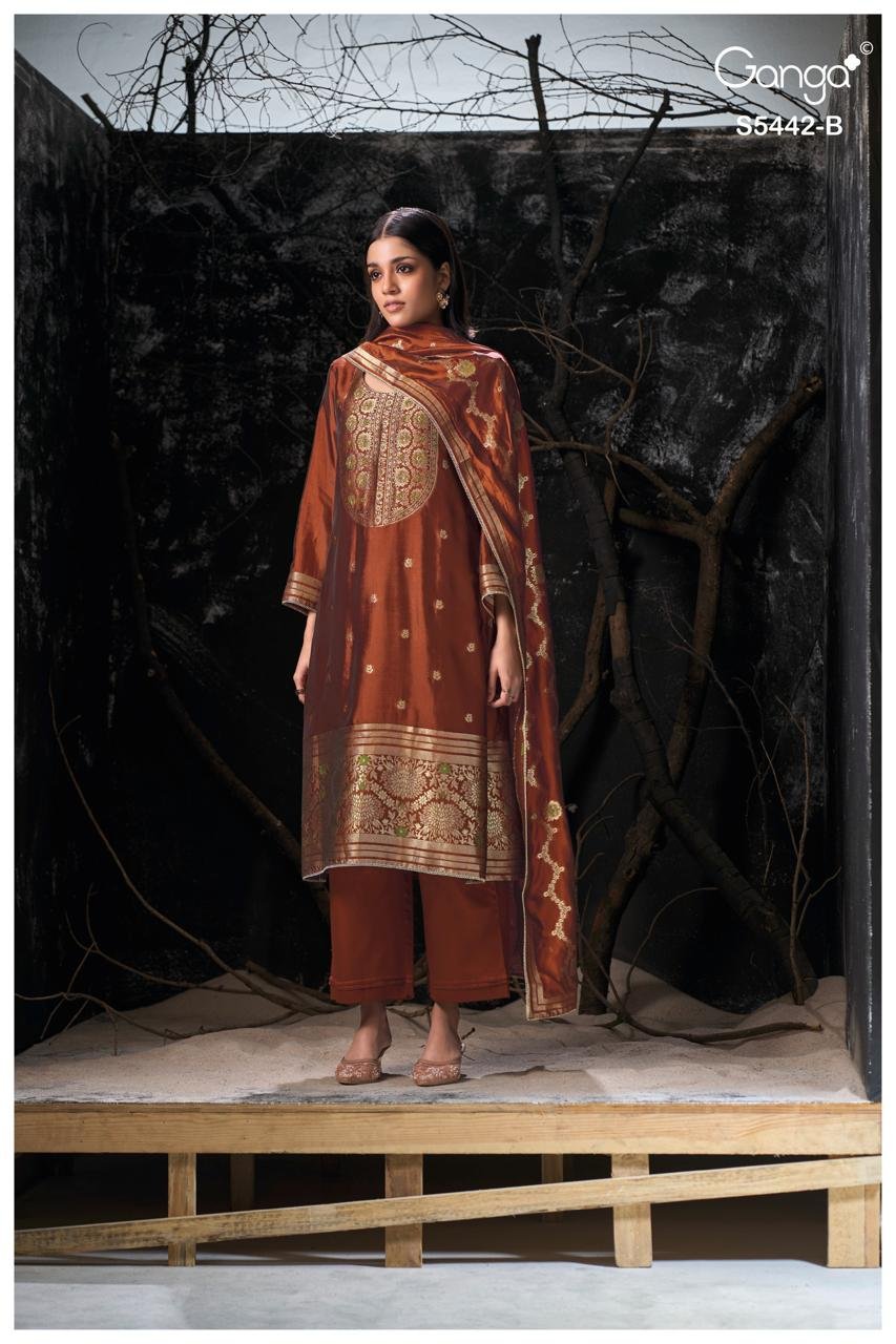 Ganga Fashion Eviara S5442 Premium Pure Viscose Silk Kurta Set S5442-B