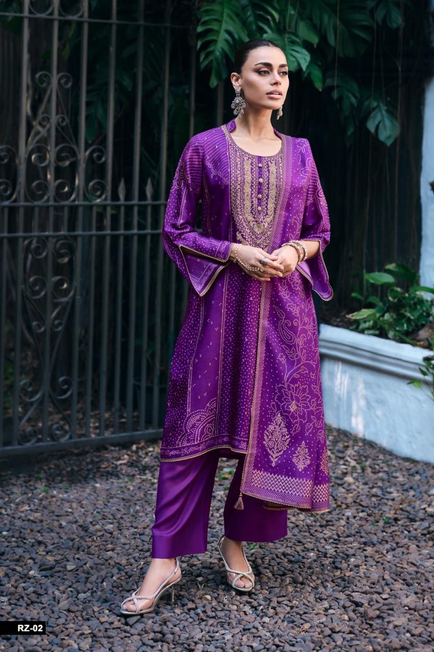 Varshaa Fashion Riwaaz Russian Woven Digital Print Suit RZ-02