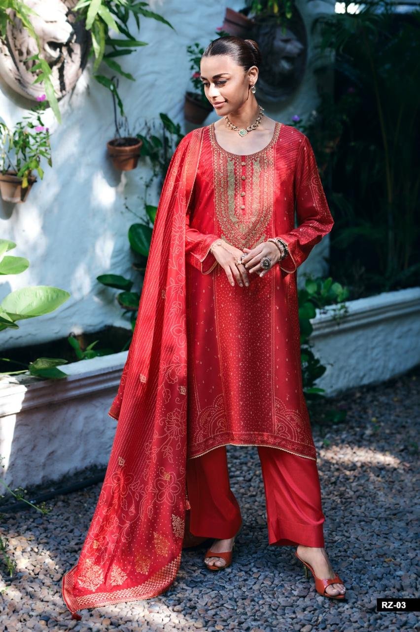Varshaa Fashion Riwaaz Russian Woven Digital Print Suit RZ-03