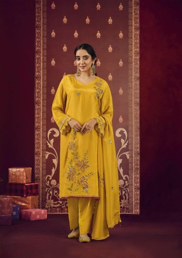 Jay Vijay Prints Shagun Ke Lifafe Premium Bemberg Kurta Pant Set 11502