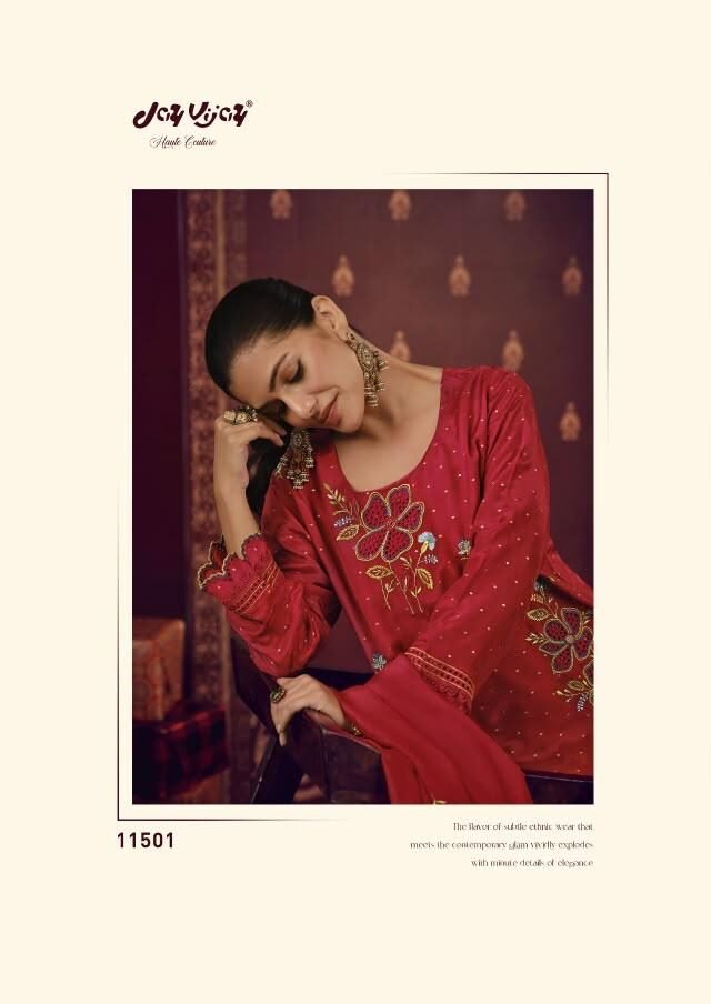 Jay Vijay Prints Shagun Ke Lifafe Premium Bemberg Kurta Pant Set 11501 - Image 3