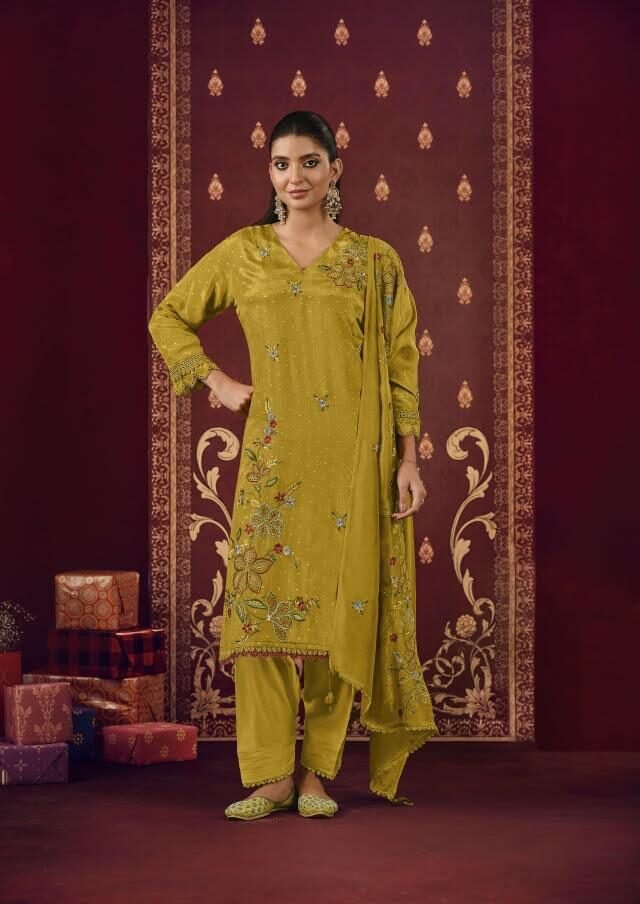 Jay Vijay Prints Shagun Ke Lifafe Premium Bemberg Kurta Pant Set 11506
