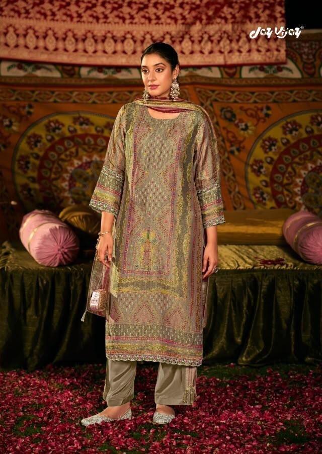Jay Vijay Prints Saj Dhaj Ke Pure Kanjivaram Jacquard Digital Print Suit 11481