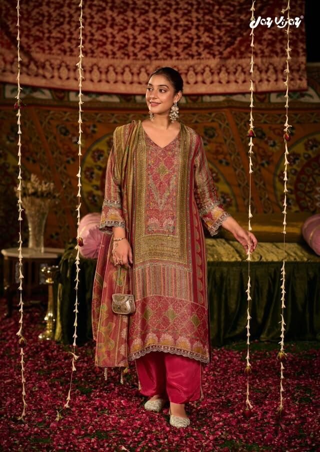 Jay Vijay Prints Saj Dhaj Ke Pure Kanjivaram Jacquard Digital Print Suit 11483